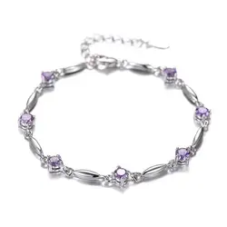 2019 новый цветок браслет с изображением Феи белый и фиолетовый посеребренный браслет для женщин со стразами ручной браслет цепочка модные