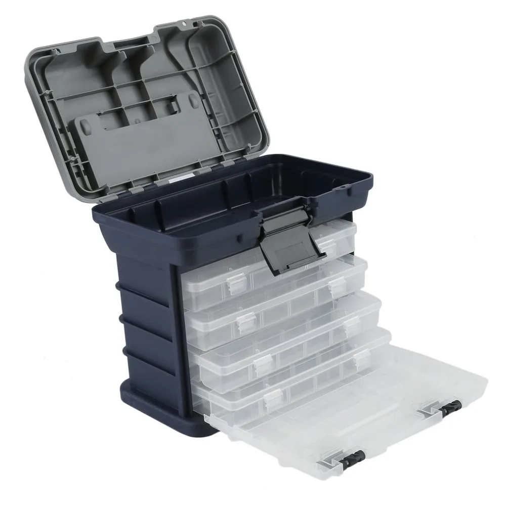 4 Layers Multifunctional Portable Fishing Tackle Box Drawer Tray Bait