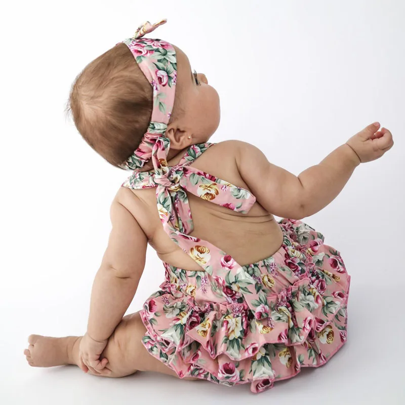 Baby Toddler Romper Set Little Girl Floral Romper and Headband Set Baby Summer Cotton Sunsuit Sewing Pattern Ruffled (9)