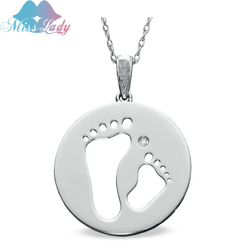 Miss Lady Mum Baby Sun Daughter Birthday Gifts Baby Foot Feet Pendant & Necklace Footprints Necklace Jewelry For Women ML0042