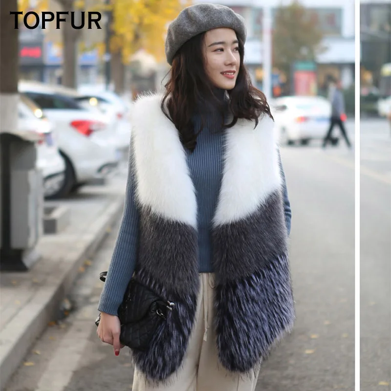 TOPFUR 2018 New Real Fur Vest Women Winter Natural Fox Fur Gilet Luxury Female Fashion Style Fox Fur Waistcoat V-Neck Fur Vest TOPFUR 2018 New Real Fur Vest Women Winter Natural Fox Fur Gilet Luxury Female Fashion Style Fox Fur Waistcoat V-Neck Fur Vest