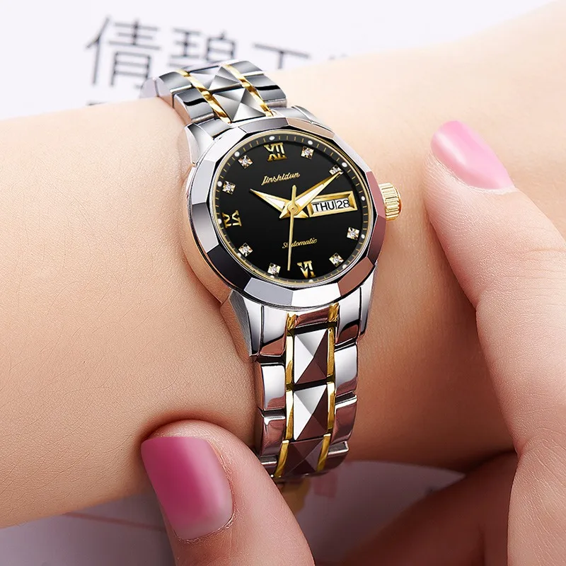 Женские часы JSDUN, высокое качество, модные механические Женские наручные часы из нержавеющей стали, роскошные женские часы из розового золота для мужчин - Цвет: Women Watch 6