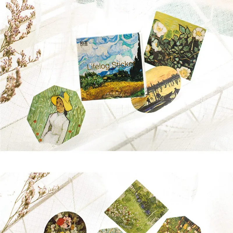 

45 pcs DIY Sealing Stickers Creative Met Van Gogh Decor Adhesive Stickers photo album Artist Painting Traveler's Notebook Diary