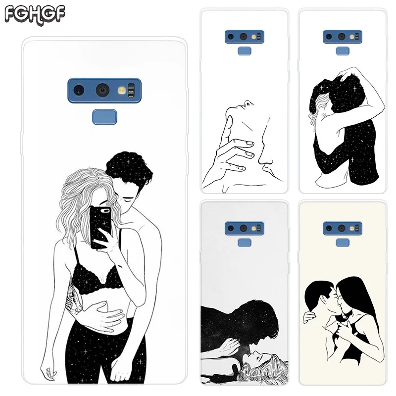 FGHGF Sketch Couple Transparent Soft Print Hull Shell Case For Samsung Galaxy Note 8 9 5 4 3 C5 C7 C8 C9 Cover Coque |