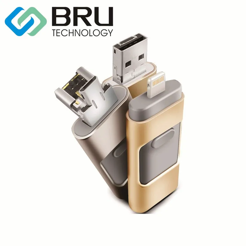 BRU 16GB USB Flash Drive for For iOS iPhone iPad Android PC Pen Drive OEM Gift