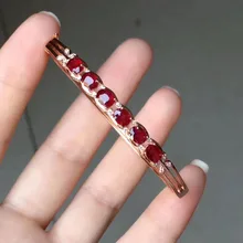 С натуральным красным Рубином камень Браслеты Натуральный браслеты из драгоценных камней S925 серебряный браслет классический элегантный Женщины Подарочные ювелирные изделия