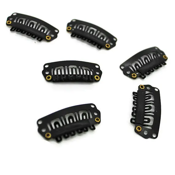 

50pcs Black - Snap Clips for Hair Extensions / Weave - Weft Hair Combs - 1.1 Inch Wide size 28mm