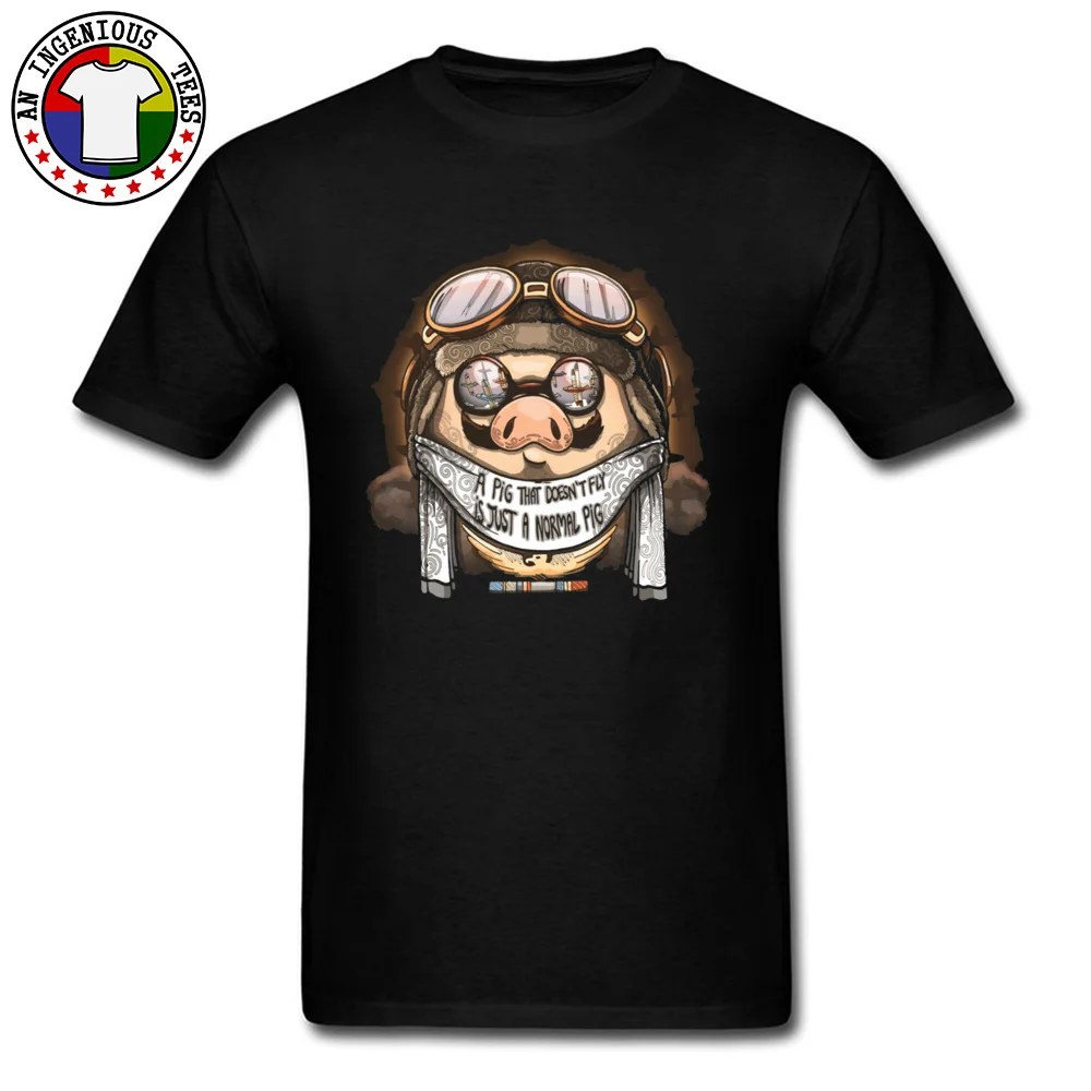 Funny 100% Cotton Summer Tees Funny Short Sleeve Male T-Shirt 3D Printed Lovers Day T Shirt O-Neck Free Shipping A pig that doesnt fly is just a normal pig  black
