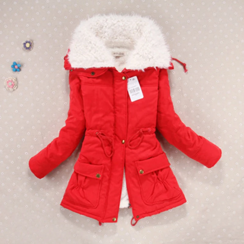 JRNNORV Fashion Winter Jacket Women Slim loose Outwear Medium-Long Wadded Jacket Thick Cotton Jacket Warm Fleece Parkas S-2XL