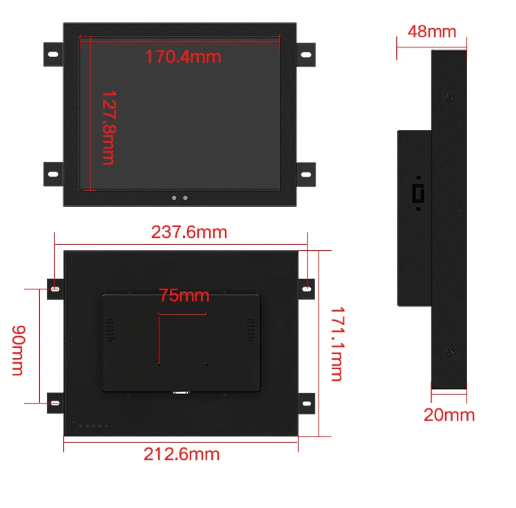 Промышленный Металлический 8,4 дюймовый встроенный СВЕТОДИОДНЫЙ монитор ПК портативный монитор