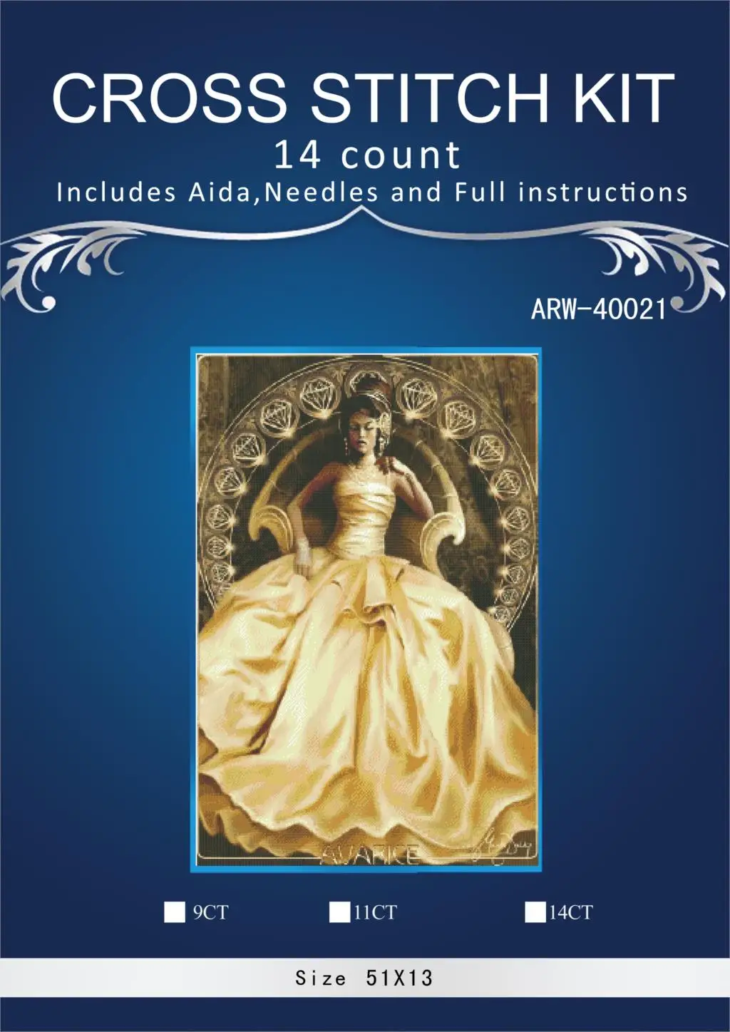 

gold girl home Decor counted 14ct white canvas similar DMC Cross Stitch kits14CT needlework Set DIY embroidery