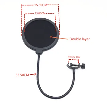 

Blue mantis Black double layer studio microphone windscreen pop filter for speaking recorder pop filter for broadcast online