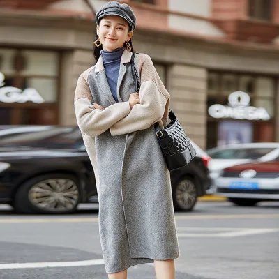 Femme Manteau Automne Vêtements 2018 Picture Laine Mode Gc592 Color Tinteen 100 Feminino Double Vestes Patchwork Long Hiver Femmes Casaco qYXpXI