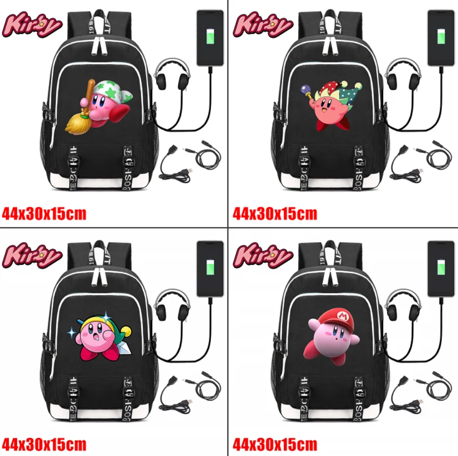

Nintendo Kirby Backpack Black USB Charging Zip Backpack School Bag Shoulder Bag Fashion Packsack Laptop Bag Student Travel Bag