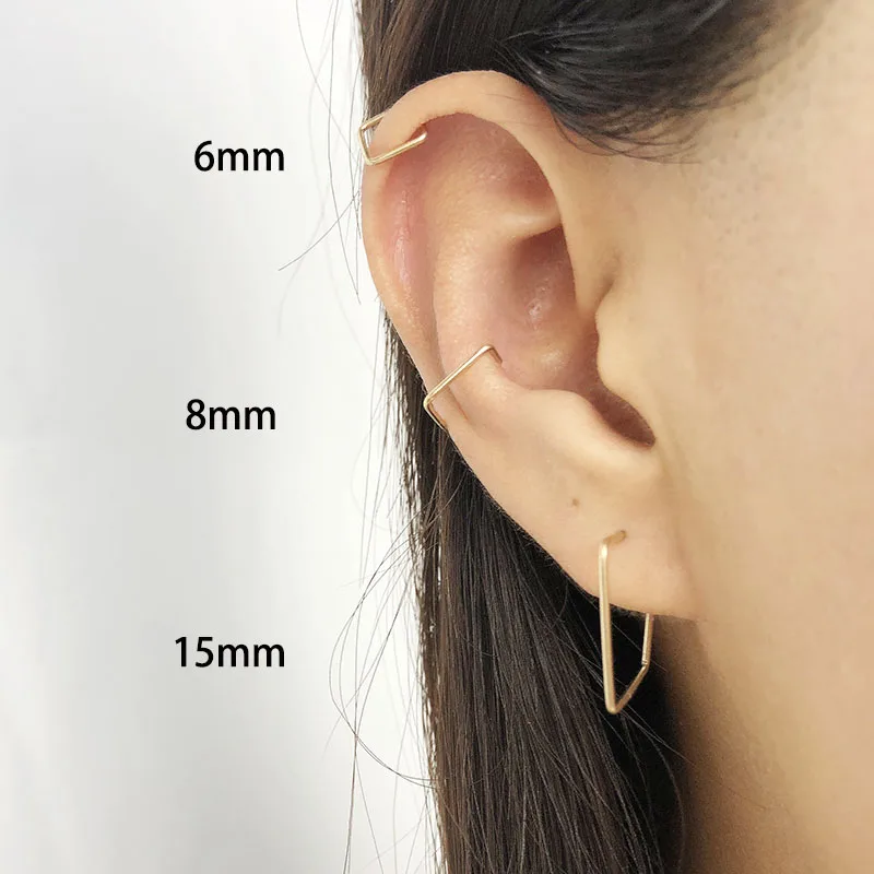 

Domino Handmade Simple Square Hoop Earrings wire wrapping little hoops unisex minimalist