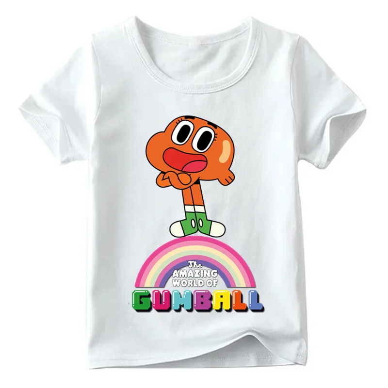 Детская забавная Футболка с принтом «Удивительный мир Гамбола» летние топы для маленьких мальчиков и девочек, милая детская футболка ooo5125