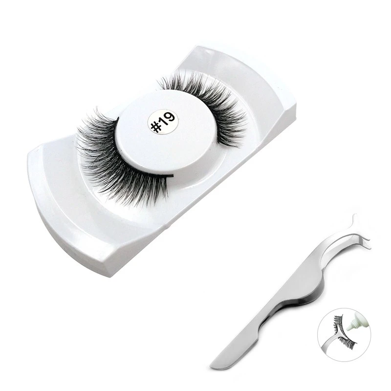 

1Pair Natural False Eyelashes kits Makeup 3d Mink Lashes Eyelash Extension Make Up mink strip eye lashes + eyelashes tweezers
