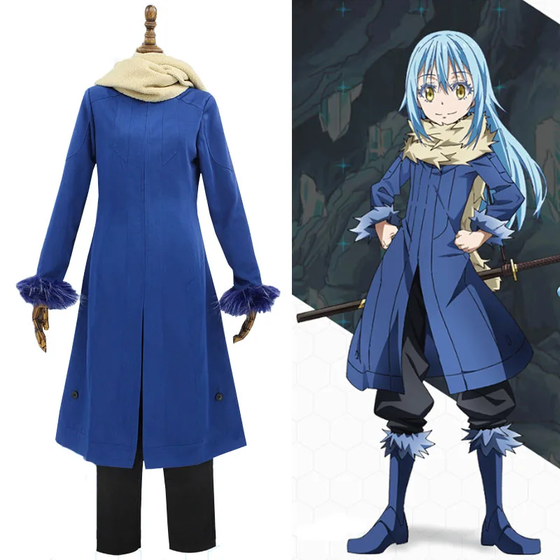 Японский аниме Tensei shitara Slime Datta Ken Rimuru Tempest карнавальный костюм длинная синяя