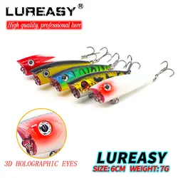 Nova Chegada 1 шт. 6 см/7 г lureasy Grande Поппер Iscas De Pesca 3d Olhos Isca Crankbait воблеры Pesqueiro попер Isca