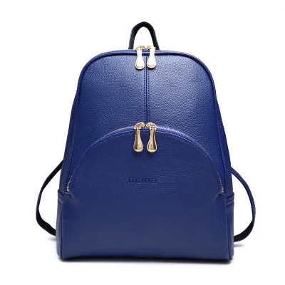 Beibaobao, женский рюкзак, кожаные рюкзаки, мягкий рюкзак, сумки, брендовая сумка, сумка в консервативном стиле, повседневные рюкзаки, сумки для подростков - Цвет: dark blue