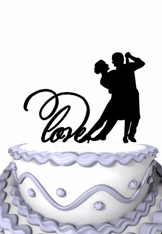 Tango Couple Silhouette Avec Cursive Love Pour Gateau De Mariage Partie Decorartion Aliexpress