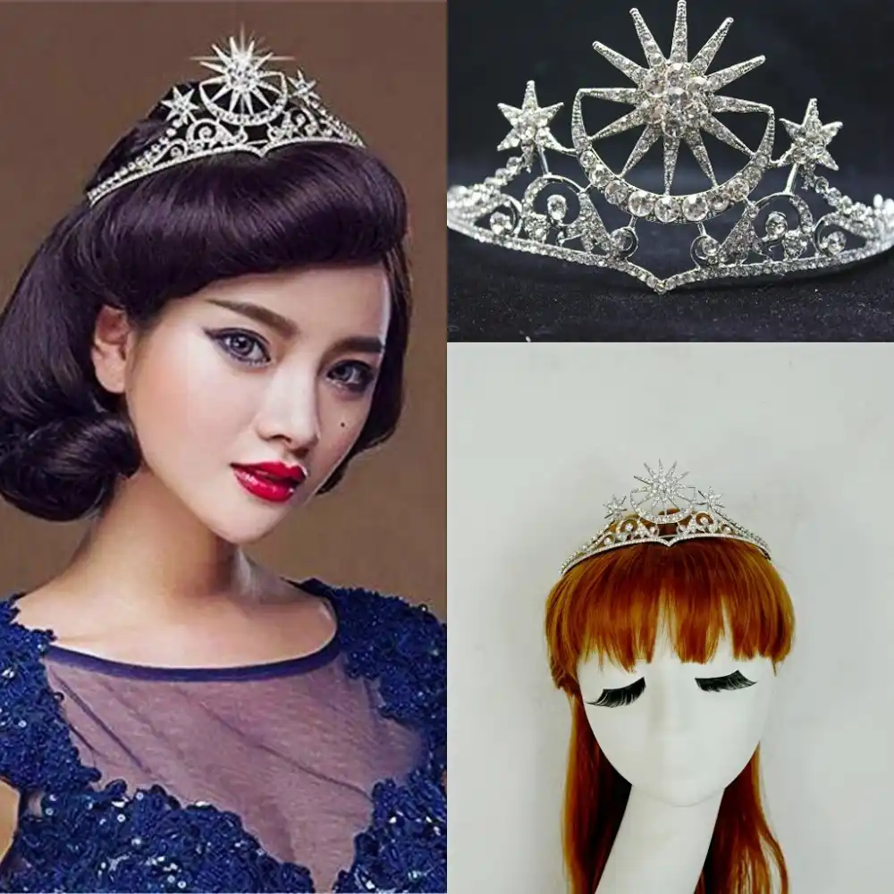 Crystal Wedding Bridal Star Crown Headband Tiara Prom Jewelry Hair Accessories