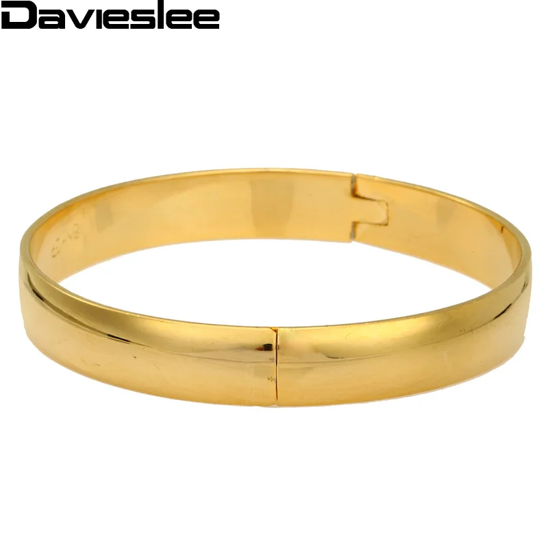 9mm 60mm Yellow Gold Filled Smooth Bangle Openable Bracelet GF Womens