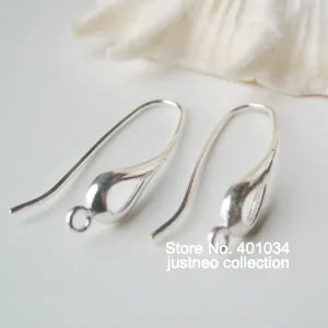 Solid 925 Sterling Silver Earring Hooks Drop Shaped Earwire Findings Solid 925 Sterling Silver Earring Hooks Drop Shaped Earwire Findings For Jewelry Making 1pair