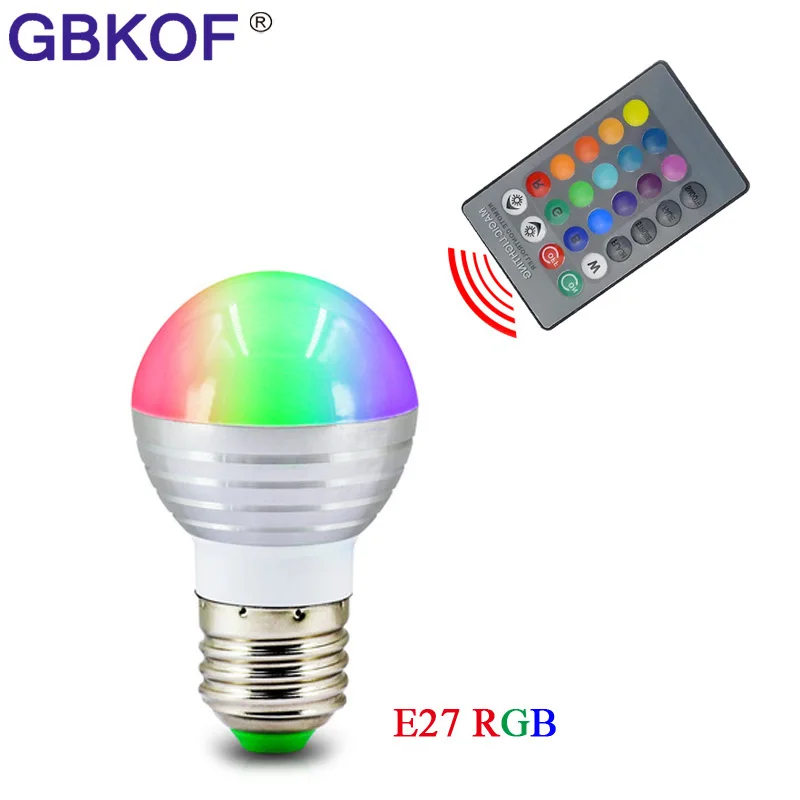 Светодиодный rgb лампа E27 E14 AC85-265V 3 Вт 5 Вт светодиодный изменчива Spot Blubs свет волшебного праздника RGB освещения + IR Дистанционное управление 16