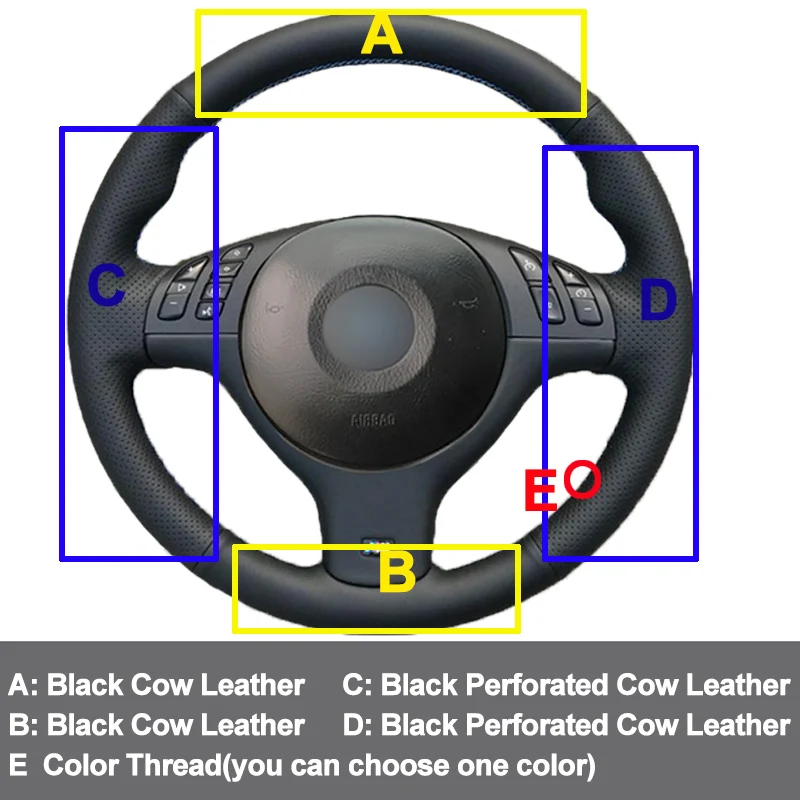HuiER ручного шитья чехол рулевого колеса автомобиля Volant Топ Слои из коровьей кожи для BMW E46 E39 330i 540i 525i 530i 330Ci M3 2001-2003