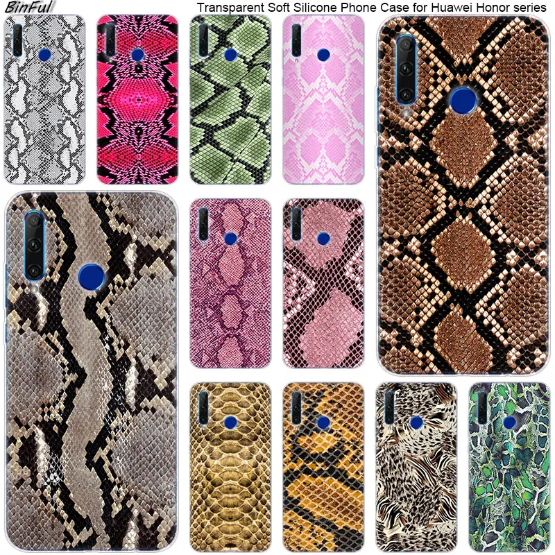

Hot Leopard print Snake skin Soft Silicone Phone Case for Huawei Honor 20 20i 10 9 8 Lite 8X 8C 8A 8S 7S 7A Pro View 20 Fashion