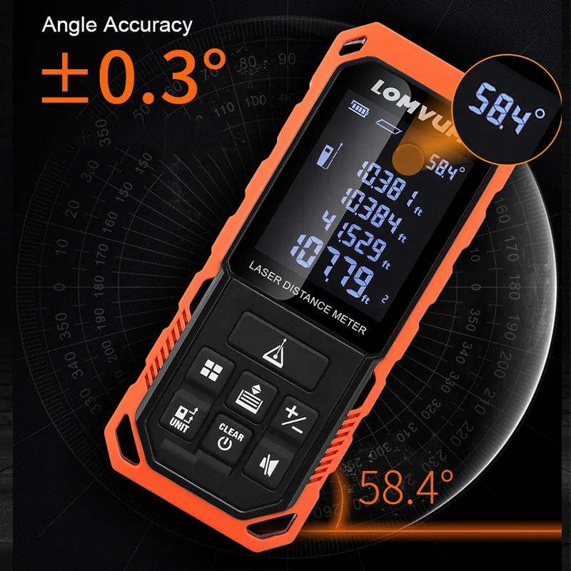 LOMVUM New Arrival 100M LD Rangefinders Digital Rechargeable Battery Auto Level Laser Distance Meter Measurement Instruments