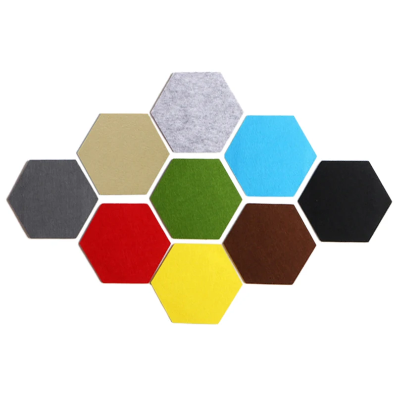 

HOT-9Pcs/Set Hexagon Felt Board Hexagonal Color Felt Wall Sticker Multifunction 3d Decorative Home Message Board Self-Adhesive