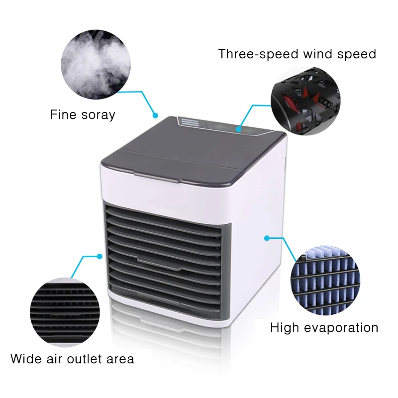  New Car Air Cooling Fan Mini USB Portable Air Conditioner Built-in LED Lamp Auto Cooler Air Fan Car - 33057400788