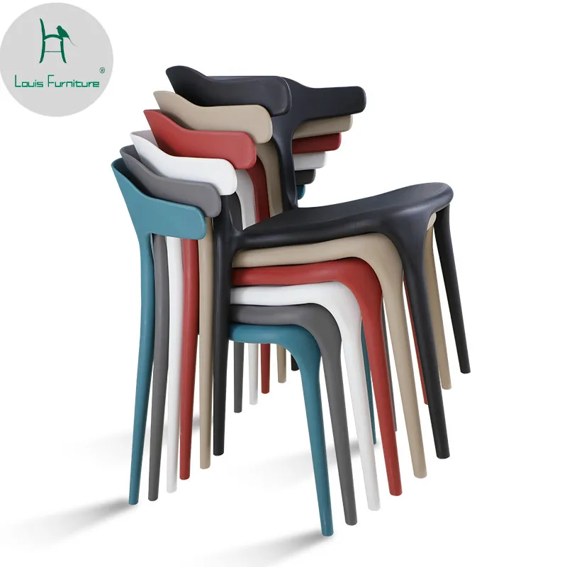 

Louis Fashion Modern Simple Plastic Dining Chair Adult Nordic Style Leisure Room Creative Ox Horn Family Back