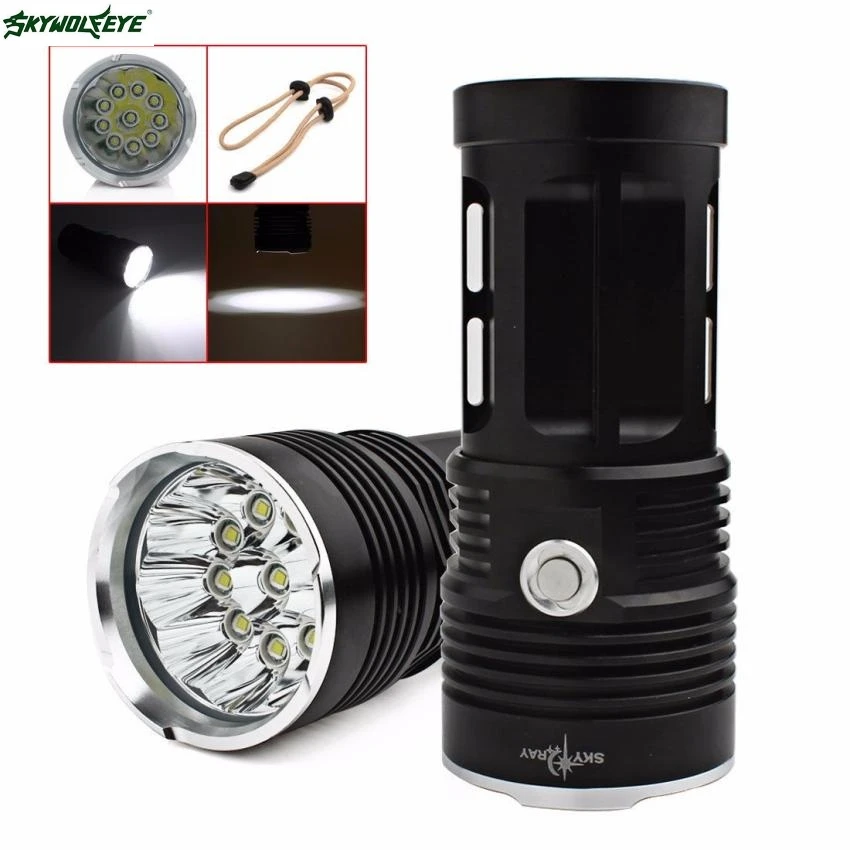 

DC 1 Hot Selling Drop Shipping 25000LM SKYRAY 10 x CREE XM-L T6 LED Flashlight Torch 4 x 18650 Hunting Lamp