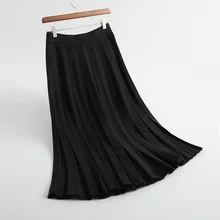 Kobykoyi Для женщин Вязание длинные юбки Высокая Талия Винтаж Для женщин плиссированные юбки зима хаки юбки Saia Faldas Для женщин юбка