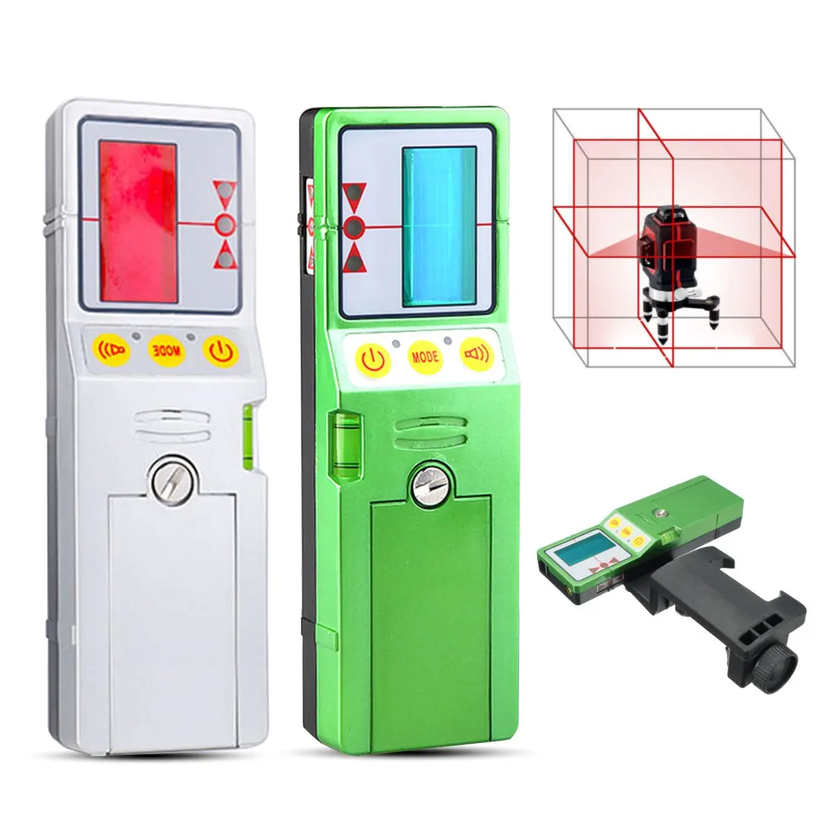 

12 Line 3D Laser Level Detector Receiver Red Green Line Vertical with Clamp FD-9/FD-9G
