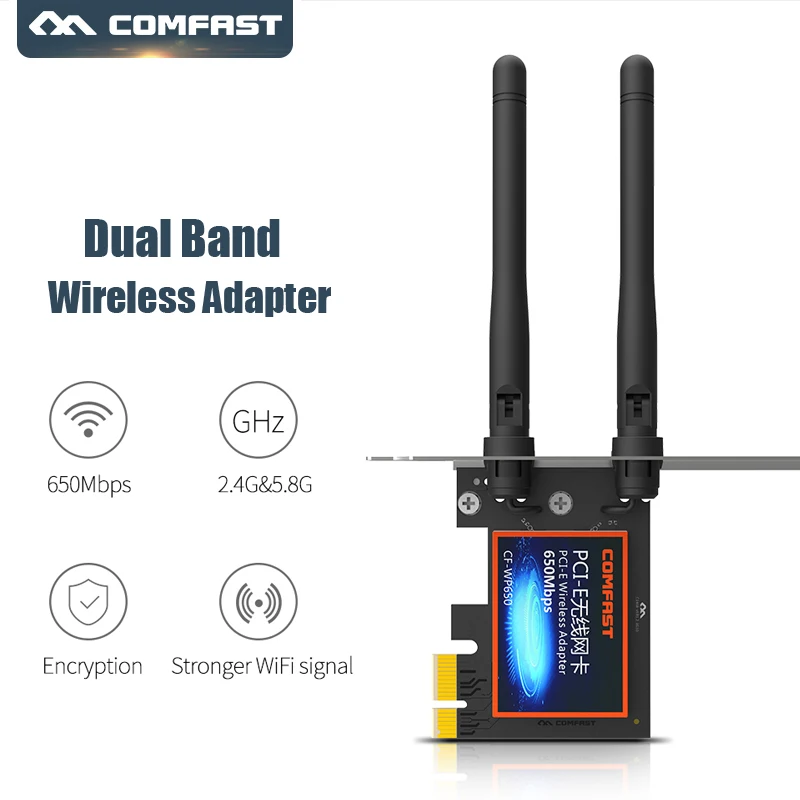 Comfast CF-WP650 650 Мбит/с 2,4 ГГц+ 5,8 Высокое скорость wi fi адаптер двухдиапазонный внешний 2dBi телевизионные антенны беспроводной адаптер Wifi Extender