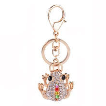 High Quality Gold Color Riches Money Toad Coin Frog Keychain Rhinestone Keyring Creative Jewelry