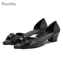 Rouroliu Women Bowknot Jelly Shoes Non-Slip Pointed Toe Casual Shoes Woman Summer Waterproof Mid Heel Sandals FR101 Rouroliu Women Bowknot Jelly Shoes Non-Slip Pointed Toe Casual Shoes Woman Summer Waterproof Mid Heel Sandals FR101