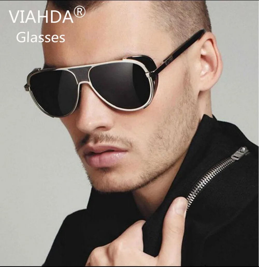 VIAHDA Brand Design Iron Man Downey Goggle Sunglasses Men Most Popular
