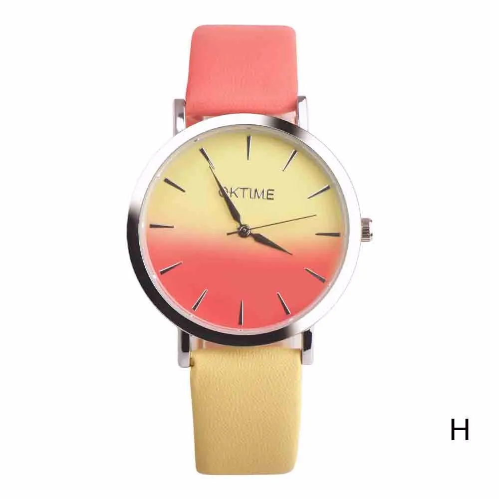 Модные наручные часы Ретро, дизайн радуги ЖЕНСКИЕ НАРЯДНЫЕ часы кварцевые кожаные часы подарок для влюбленных Montre Relogio XB40 - Цвет: H