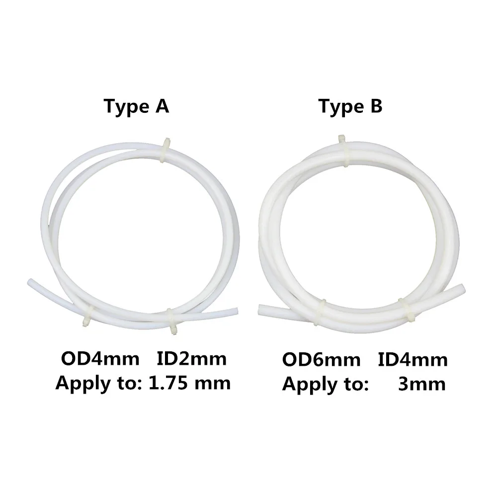 

3D Printer Parts 1Meter PTFE Tube Teflon PiPe for J-head Hotend Bowden Extrude 1.75mm/3mm Filament ID 2/4mm OD 4/6mm