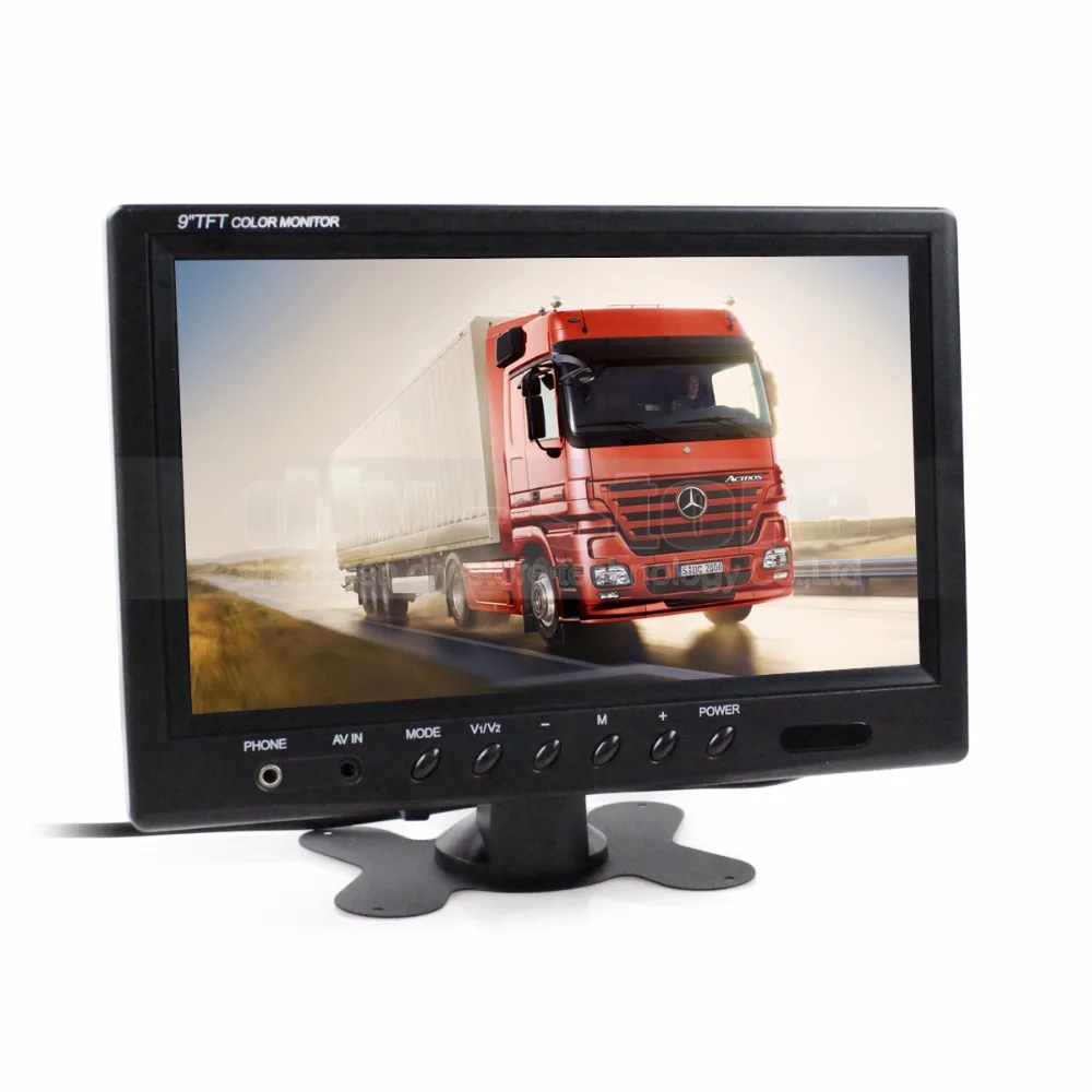 DIYSECUR 9 inch TFT LCD Video Security Monitor Display Reverse Rear View Monitor Screen with BNC / AV Input Remote Control