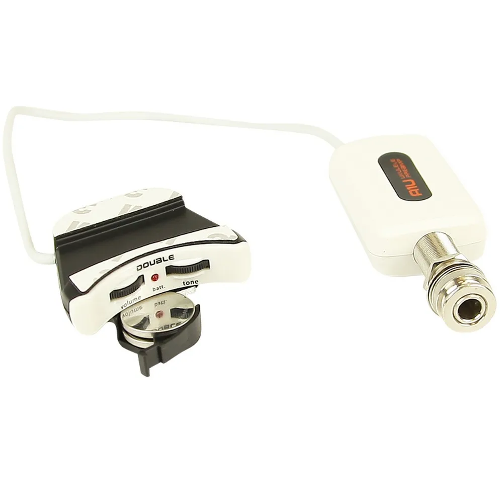 

DOUBLE Ukulele Pickups Single Dual Channel Active Non-Directional Microphone Built-In Preamp for Acoustic Small Guitar Pick Up