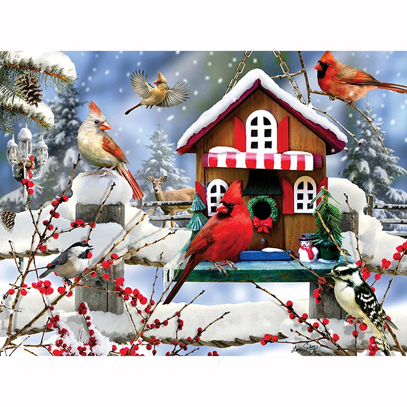 

5D DIY Diamond painting Cross stitch Scenery Round Diamond mosaic Full Square Snow Birds & Nest Diamond embroidery