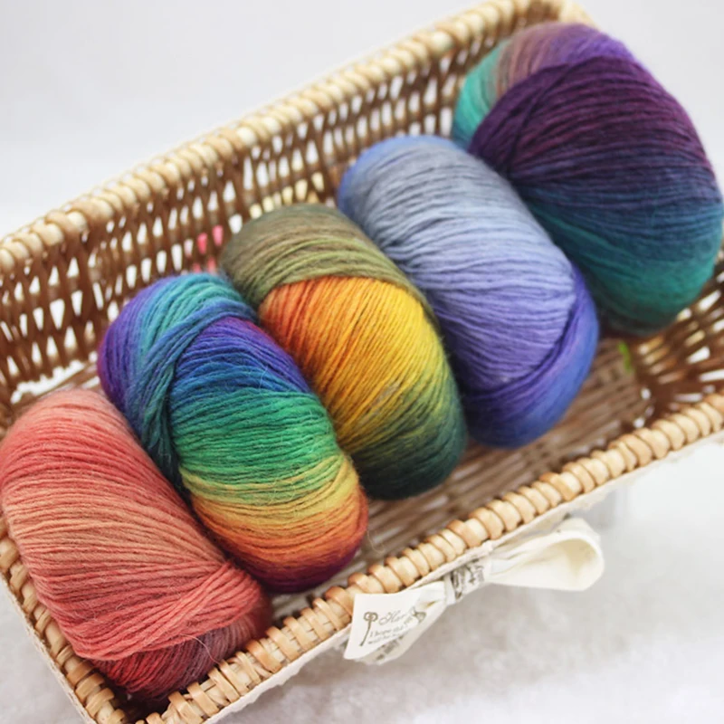 5Balls 100 Australian Wool Luxury Quality Rainbow Yarn Space Dye