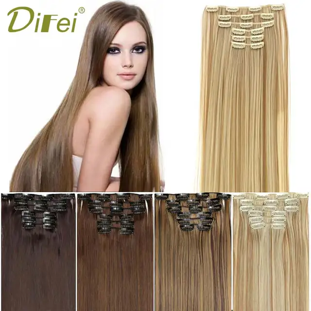 Special Price DIFEI 6Pcs/Set 24" Hairpiece 130g Straight 16 Clips In False Styling Hair Synthetic Clip In Hair Extensions Heat Resistant Special Price DIFEI 6Pcs/Set 24" Hairpiece 130g Straight 16 Clips In False Styling Hair Synthetic Clip In Hair Extensions Heat Resistant