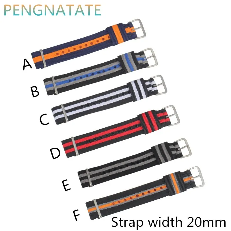 

1PCS New Brand Silver Ring buckle Soft Nylon Straps Comfortable Wear Watches Straps 20mm Nylon Watch Band Watch Strap PENGNATATE